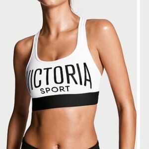NWOT Victoria’s Secret “The Player” White Unpadded Racerback Sports Bra L